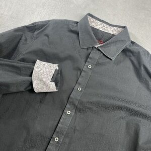 Robert Graham Shirt Mens 2XLT Black Paisley Flip Cuff Party Abstract Button Up